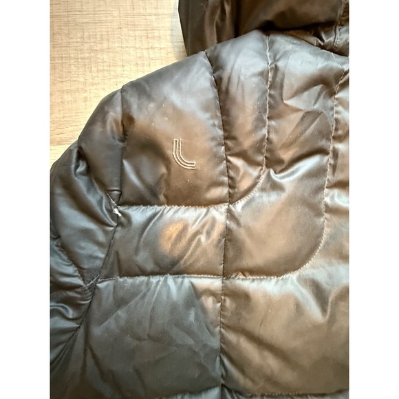 Lole Women's Dark Grey Down Puffer Jacket Hooded Size Medium Full Zip Winter - Picture 14 of 16